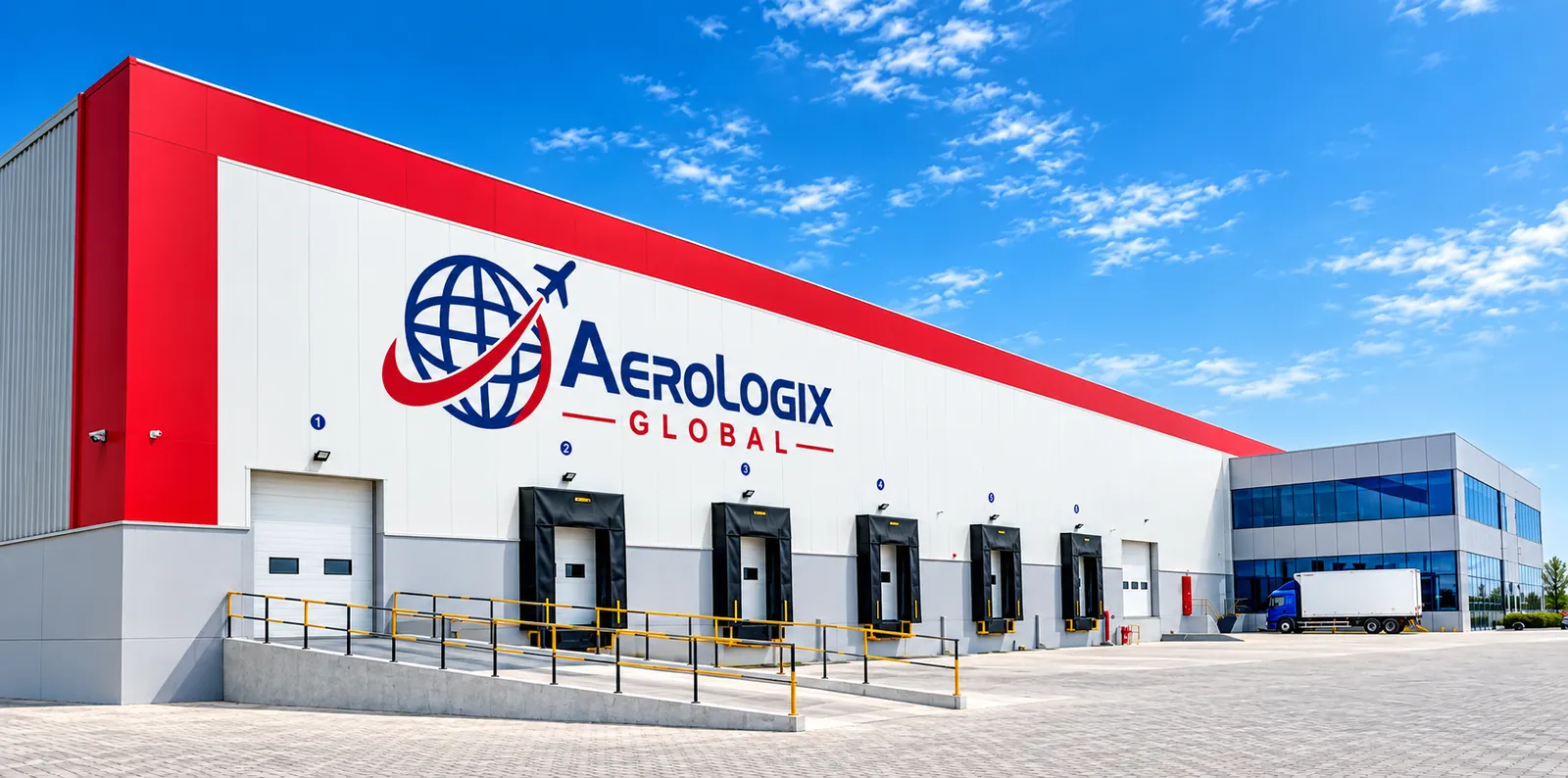 Aerologix Global warehouse and office building at Dubai Logistics City